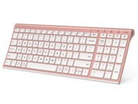 iClever BK10 Multi-Device Bluetooth Keyboard – Windows, Mac, Chrome OS, Android, iPad, iPhone, Apple TV Compatible –Rechargeable Wireless Keyboard Easy-Switch up to 3 Devices – Rose Gold