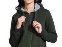 Alan Jones Clothing Women's Solid Zipper Hooded Sweatshirt | Front Zip, Ribbed Hem, Lined Hood, Casual Winter Wear