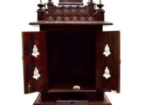 Tarang Arts Rose Wooden Home Temple, Handcrafted Pooja Mandir with Decorative Bells, Rosewood Finish, for Home and Office Puja Mandir for 36 * 21 * 14 inches