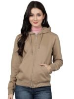 Alan Jones Clothing Women's Solid Zipper Hooded Sweatshirt | Front Zip, Ribbed Hem, Lined Hood, Casual Winter Wear