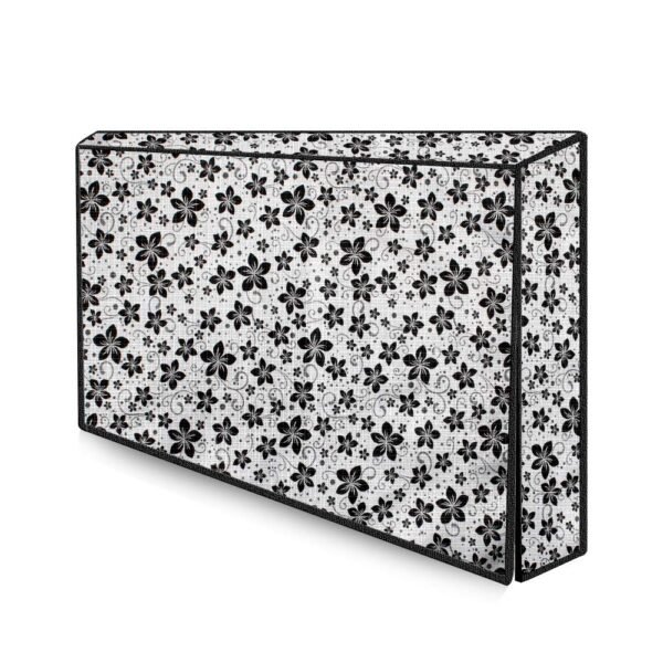 The Furnishing Tree Waterproof & Dustproof PVC LED/LCD/Monitor TV Cover Suitable for All Models of 55 Inch TV, Dimensions of The Cover WxHxD in Inches: (51x32x4), Floral Pattern Grey