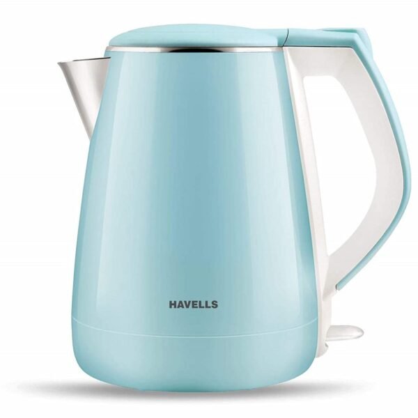 Havells Aqua Plus Electric Kettle 1.2 Litre, 1250 Watt | 304 Stainless Steel Inner Body | Cool Touch Body | Auto Shut-Off |Wider Mouth|2 Years Door Step Warranty by Havells (Blue)
