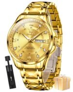 OLEVS Watches for Men Fashion Diamond Analog Quartz Men's Easy Reader Watch Stainsteel Steel Date Waterproof Luminous Business Watch