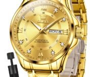 OLEVS Watches for Men Fashion Diamond Analog Quartz Men's Easy Reader Watch Stainsteel Steel Date Waterproof Luminous Business Watch