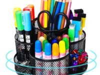 360° Rotating Desk Organizer – Mesh Pen Stand with 9 Compartments for Office, School, Home – Multi-Functional Stationery Holder for Pens, Markers, Pencils, Clips & Supplies (Black)