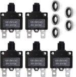 5PCS 20Amp Circuit Breakers with Push Button Reset with Quick Connect Terminals and Waterproof Button Cap