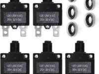 5PCS 20Amp Circuit Breakers with Push Button Reset with Quick Connect Terminals and Waterproof Button Cap