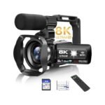 8K Video Camera with 48MP Resolution, IR Night Vision, WiFi, 3" Touch Screen, 18X Digital Zoom, and Accessories for YouTube Vlogging