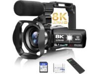 8K Video Camera with 48MP Resolution, IR Night Vision, WiFi, 3" Touch Screen, 18X Digital Zoom, and Accessories for YouTube Vlogging
