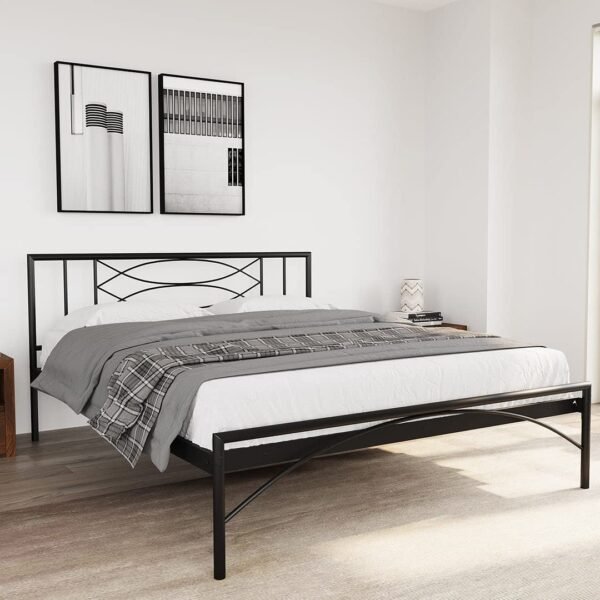 @home by Nilkamal Ursa Metal King Size Bed Without Storage (Glossy Finish, Black) | 1 Year Warranty
