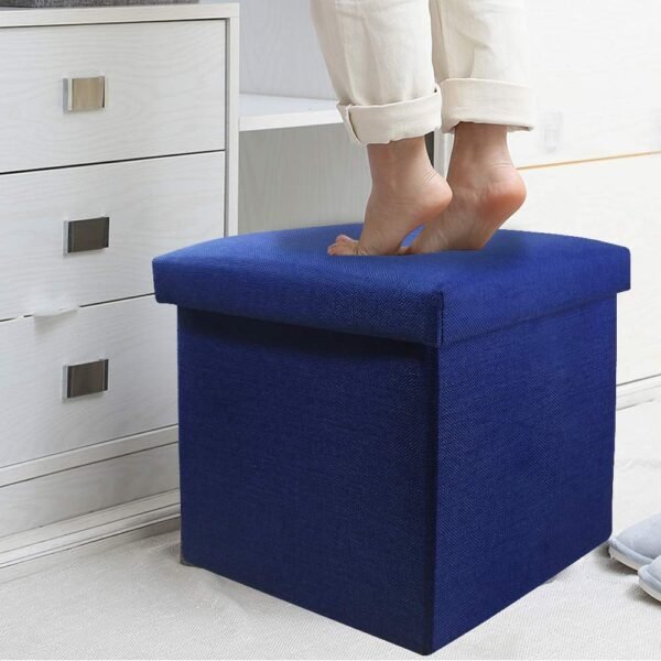 ABTRIX WITH AB Foldable Storage Footrest Clutter Toys Collection Box Coffee Table Ottoman, Versatile Space-Saving Closet Cover, Max Load 80 kg, with Memory Foam Seat (Blue)