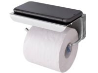 ACHRO Self Adhesive and Wall Mount Stainless Steel Toilet Paper Holder with Mobile Stand, Wall Mounted Tissue Paper Holder with Shelf, Toilet Paper Roll Holder for Bathroom with Nickel Satin Finish