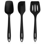 AGARO Silicone Spatula Set of 3, Large Heat Resistant Spatula for Cooking, Baking and Mixing, Non-Stick Cookware for Kitchen, BPA Free, Flexible, Seamless Design, Deluxe, Black.