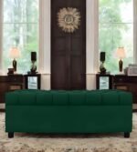 AMATA Eagle 2 Seater Ottoman/pouffe Green Suede Velvet Fabric Perfect for Home Living Office Room and Guests (Green 3, 2 Seater)(3 Year Warranty)