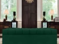 AMATA Eagle 2 Seater Ottoman/pouffe Green Suede Velvet Fabric Perfect for Home Living Office Room and Guests (Green 3, 2 Seater)(3 Year Warranty)