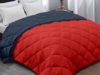 AYKA Reversible Comforter 220 GSM Microfiber Reversible AC Comforter/Blanket for Winter/Quilt/Duvets for King Size Double Bed Comforter (90 * 100, Red & Charcoal)| TC - 220
