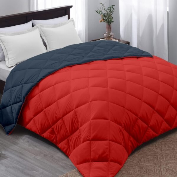 AYKA Reversible Comforter 220 GSM Microfiber Reversible AC Comforter/Blanket for Winter/Quilt/Duvets for King Size Double Bed Comforter (90 * 100, Red & Charcoal)| TC - 220