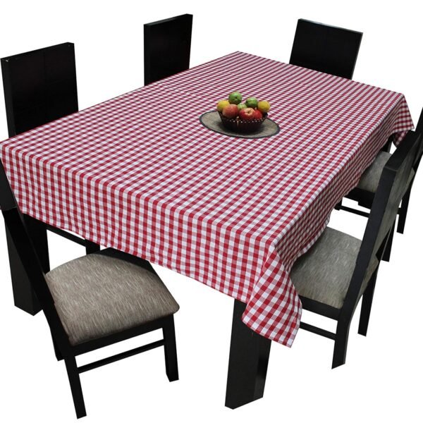 Airwill Branded, 100% Cotton Yarn-Dyed Multicolor Checks with 6/8 Seater Tablecloth, Sized 140cm Width and 180cm Length, Pack of 1 Piece