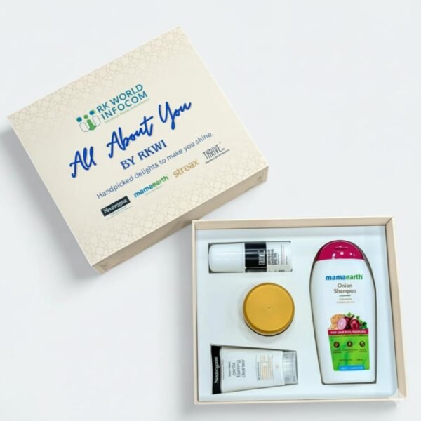All About You by RKWI- Complete Self Care Gift Box with Thrive Co. Underarm Roll On, Streax Hair Mask, Mamaearth Onion Shampoo & Neutrogena Face Wash