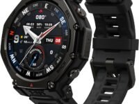 Amazfit T-Rex 3 Pro Outdoor Smart Watch 48mm Sapphire AMOLED Display, Ti Bezel, Dual Band GPS, Offline Maps, 25 Days Battery, Built-in Flashlight, 10 ATM, 180+ Sports Mode for Android & iPhone, Black