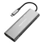 Amazon Basics USB-C Hub Dock 9-in-1 Aluminium Type-C Adapter with 4K HDMI, Ethernet 1000mbps Port, 3 USB 3.0, USB-C Power Delivery, 3.5mm Audio only, TF/SD Card Reader, Mac & Windows USB-C Devices
