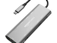 Amazon Basics USB-C Hub Dock 9-in-1 Aluminium Type-C Adapter with 4K HDMI, Ethernet 1000mbps Port, 3 USB 3.0, USB-C Power Delivery, 3.5mm Audio only, TF/SD Card Reader, Mac & Windows USB-C Devices