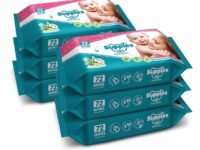 Amazon Brand - Supples Baby Wet Wipes | 432 Wipes | 72 Wipes x 6 Packs | Enriched With Aloe Vera and Vitamin E | Alcohol-Free and Paraben-Free | Pure Water-Based formulation