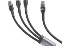 Ambrane 3 in 1 100W Fast Charging Cable, 3Amp Multi Charger Cable for Micro USB, iOS and Type-C Devices, 480 Mbps Data Transfer Rate for Mobile Tablet PC Laptop Android Smartphone with 1.2meter cable