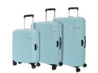 American Tourister Liftoff+ with TSA Lock & 8 Wheel, 3Pc Set (Small +Medium +Large) Hard PP Check-in Suitcase for Travel/Trolley Bag for Travel/Travel Bag with Double Wheel - Spa Blue