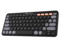 Amkette New and Improved Optimus BT 4 in 1 Multi Device Wireless Keyboard/Bluetooth Keyboard | One Click Device Switching and AI Access for Windows, MacOs, Android and iOS, Dual OS Layout (Black)