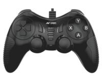 Ant Esports GP130 Wired Gamepad for PC, PS3, Android TV, Laptop – Dual Vibration USB Controller with Turbo Mode, 14 Buttons, Plug & Play, Ergonomic Design, Compatible with Windows & Steam_ Black