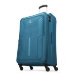 Aristocrat Large Skyway Size Soft Check in Spinner Luggage (79 Cm)|Spacious Polyester Trolley with 4 Wheels and Combination Lock|Dazzling Teal Blue|Unisex| 3 Years Warranty