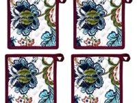 Arohi Cotton Pot Holder Heat Resistant Eco-Friendly & Safe Set of 4 Pot Holder 8 x 8 inches Pot Holders for Kitchen (Multi)