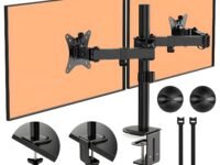 Artikel Double Monitor Desk Mount | Adjustable Heavy Duty Monitor Arms | VESA Mount with C Clamp & Grommet Mounting Base | Computer Monitor Stand for Screen up to 27 inch | Table Mounted | Black
