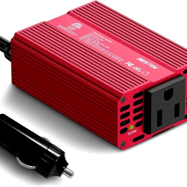 BESTEK 150W Car Power Inverter with PD30W & QC3.0 18W USB DC 12V to 110V AC Car Outlet Adapter for Phone,Laptops,Ipad etc