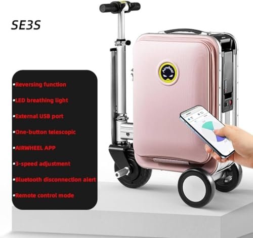 Boardable Electric Suitcase, 20L Smart Portable Suitcase, 73.26WH Removable Battery, 13km/h Speed, Aluminum Alloy Frame, 110kg Load, Warehouse Case, Pink, Una talla