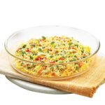 Borosil 2 L Baking & Serving Round Shape Dish | Borosilicate Glass Bakeware and Serveware Tray | Microwave, Oven & Dishwasher Safe Bowl | Transparent