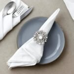 CASA Decor Shimmering Gemstone Napkin Rings for Dining Table, Dinner Parties, Table Decor, Wedding and Other Occasions