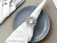 CASA Decor Shimmering Gemstone Napkin Rings for Dining Table, Dinner Parties, Table Decor, Wedding and Other Occasions