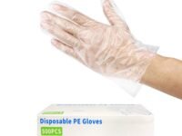 CFGROW 500Pcs Disposable Plastic Gloves, Latex Free Powder Free Clear Polyethylene Hand Gloves Non-Sterile For Cleaning- Cooking, Hair Coloring, Dishwashing, Food Handling, Large, Pack of 1