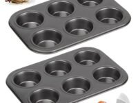 CURATED CART 2 Piece Cup Cake Mould for Baking - Muffin Tray with 100 Liners - Cake Mould, Bread Mould, Tart Mould, Cake Making Set Combo - OTG, Microwave, Dishwasher Safe, SGS Certified