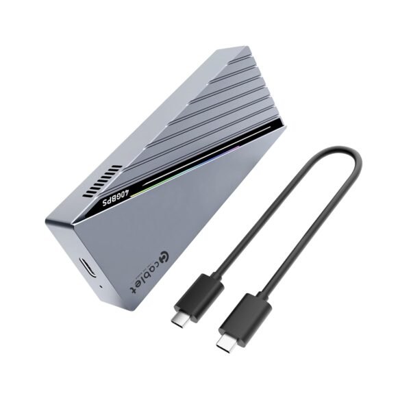Cablet 40Gbps M.2 NVMe SSD Enclosure USB 4.0, Fast USB C External SSD Case Cooling Fan, Aluminum Body, UASP & Trim, 8TB Max, Compatible with M & M+B Key, SSD Size 2230/2242/2260/2280(SSD not included)