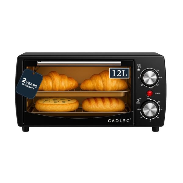 Cadlec Cruise Pro Multi-Function OTG for Kitchen, 12 Litre, 1000W, Oven Toaster Griller, Adjustable Temperature & Timer, Bake, Grill & Toast, Oven for Baking - Black
