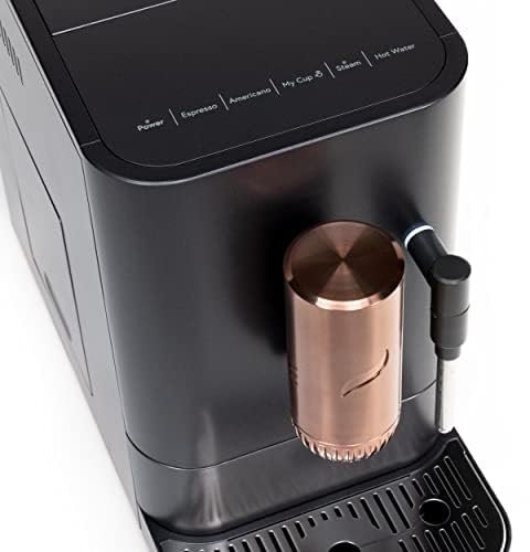 Café Affetto Automatic Express Café Maker + Milk Whisk | Built-in Adjustable Espresso Bean Grinder | 90 Second One-Touch Prep | Matte Black, 1.2 Liter, (C7Cebbs3Rd3)