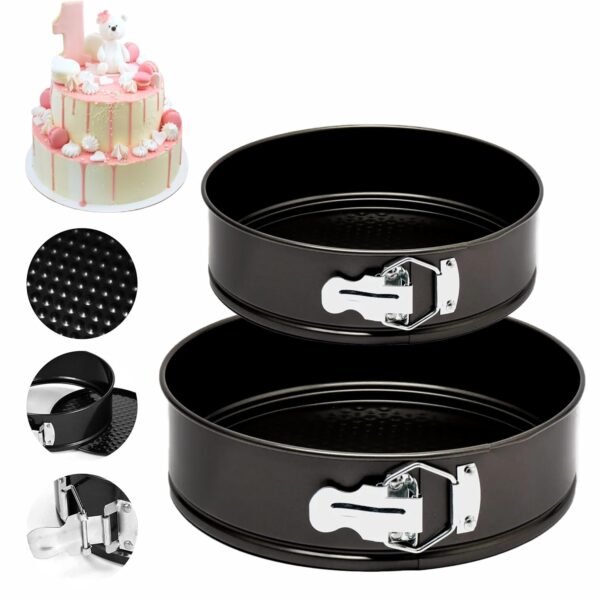 Casa Azul Set of 2 Round Cake Mould for Baking | BPA Free Non-Stick Carbon Steel Cake Pan, 446°F Heat Resistant, Microwave & OTG Oven Safe Square Cake Tin for Baking - 6.5, & 8.5 inch Baking Pan