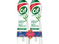 Cif Original Multipurpose Surface Cleaner Cream for Kitchen & Bathroom, Ocean Breeze Scent, 100% Dirt Removal with Natural Cleaning Particles, 2x500ml