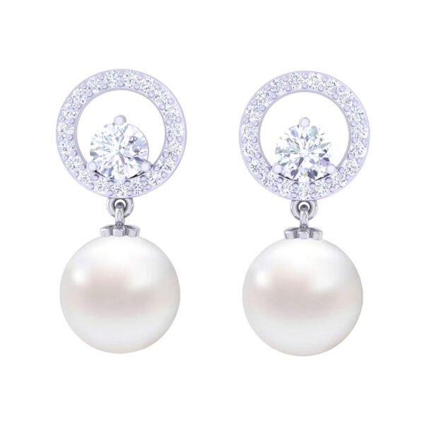 Clara 92.5 Sterling Silver Swiss Zirconia Pearl Earrings |Gift for Women and Girls
