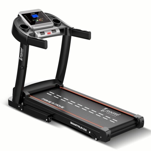 Cockatoo SmartRun3.5 3.5HP Peak DC Motorized Treadmill for Home, with 3 Level Manual Incline, Max Speed 14 Km/Hr, Max User Weight 120Kg,(DIY Installation)