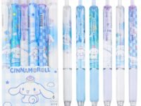 CoolShef 6Pcs Kawaii Cute Pens Set, 0.5mm Black Ink Retractable Gel Pens, Fun Stationery for School Office Writing Supplies, Cute Cinnamoroll Pens for Girls Kids Boys Gifts