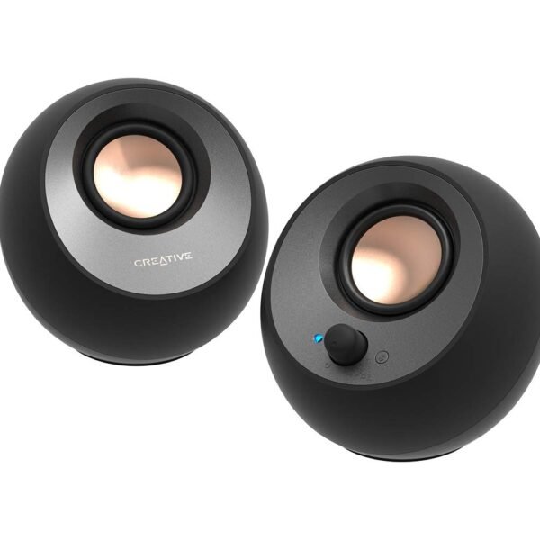 Creative Pebble V3 Minimalistic 2.0 Desktop Speakers With USB-C Audio, Clear Dialog Enhancement, Bluetooth 5.0, 8W RMS, 16W Peak Power, USB-A Converter (Black)